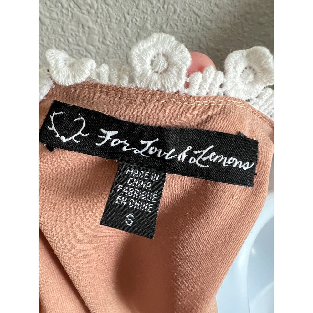 For Love and Lemons Willow Boho Off White Crop Top Women's S Crochet Tie Front - Picture 8 of 9